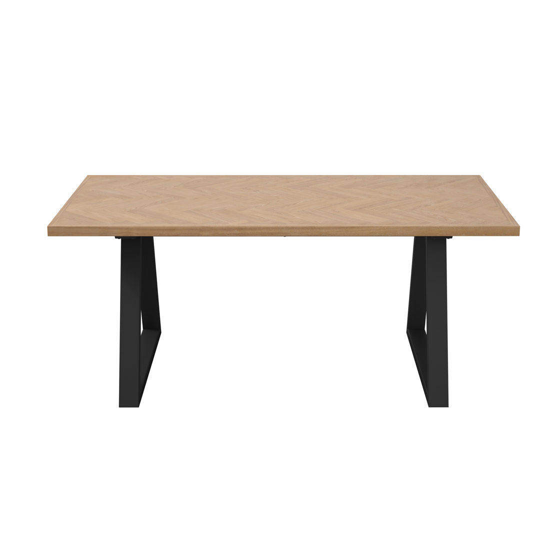 Hyde Black & Natural Light Wood Herringbone Dining Table | 8 Seater